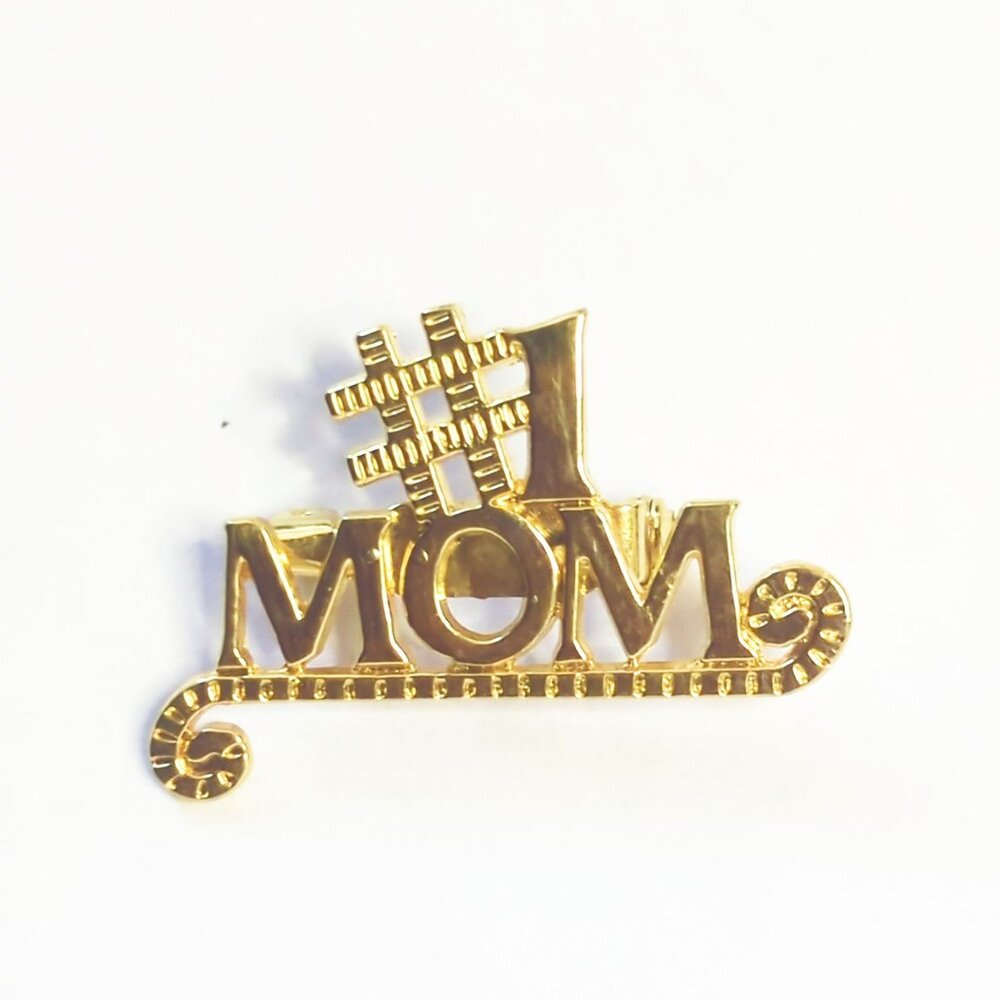 Vintage #1 Mom Gold Tone Brooch Pin